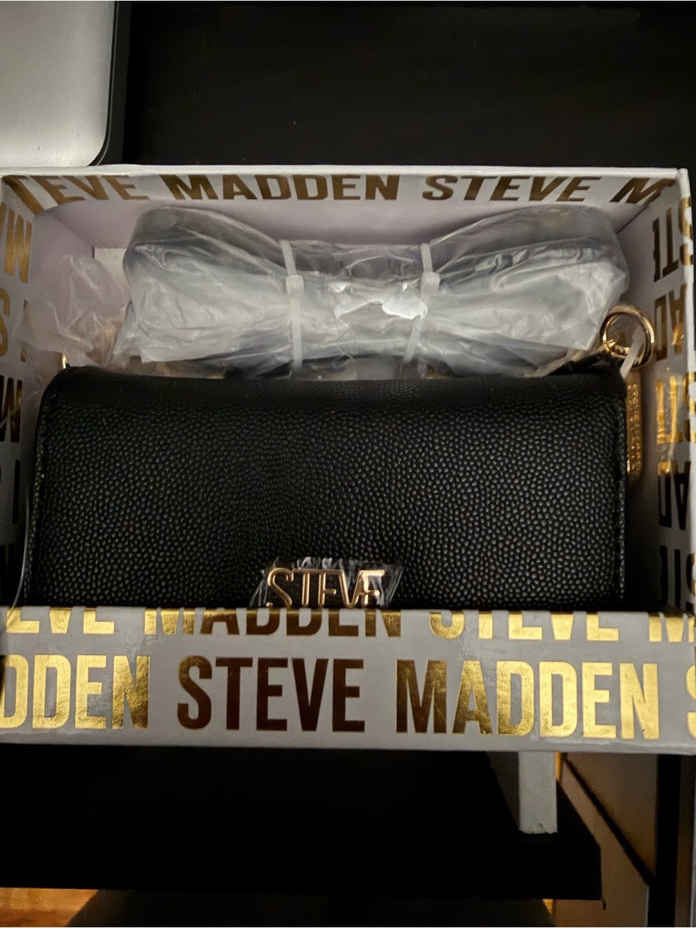 Steve Madden Black Crossbody Bag with Gold Hardware